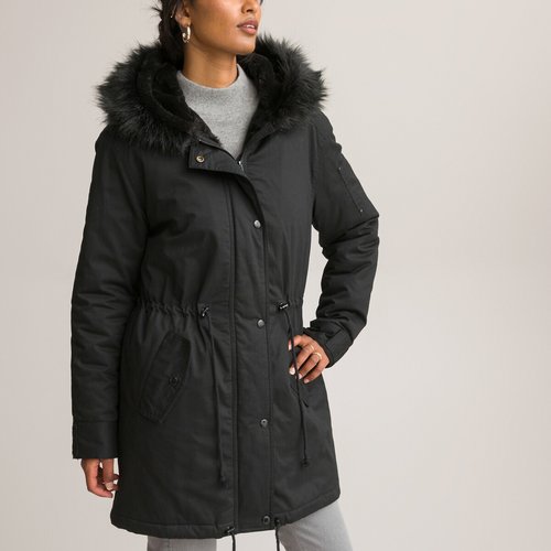 Mid length black winter coat online