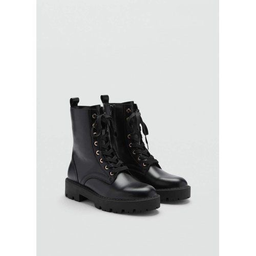 Bottines cuir lacets noir Mango La Redoute