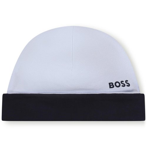 Bonnet de naissance en coton bio bleu marine blanc Boss Kidswear La Redoute