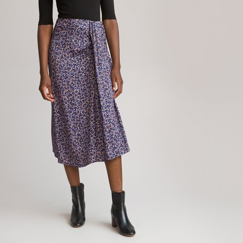 Jupe droite imprime floral en viscose imprime fleurs violet La Redoute Collections La Redoute
