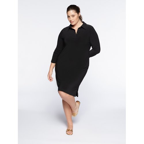 Robe en jersey avec col et boutons sur le devant noir Fiorella Rubino La Redoute