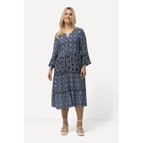 Robe avec volants superposes bleu encre Ulla Popken La Redoute