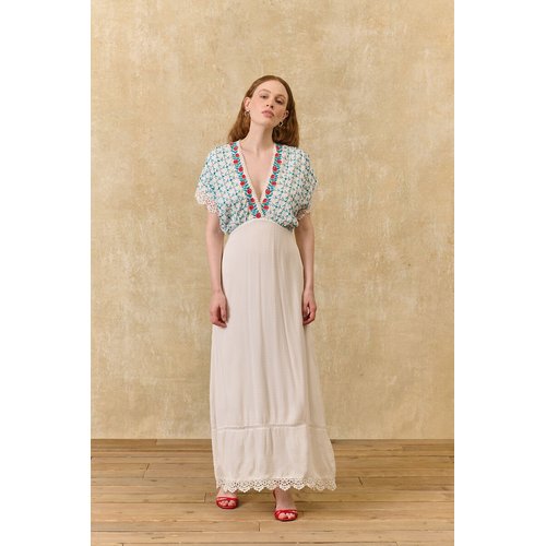 Bejolie embroidered v-neck maxi dress, cream, Louise Misha | La Redoute