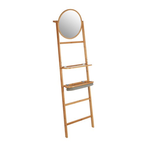 5 tier bamboo towel rack with mirror grey So home La Redoute