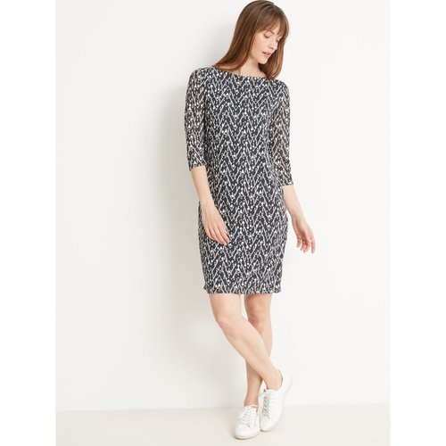 Robe housse encolure bateau imprime noir blanc Daxon La Redoute