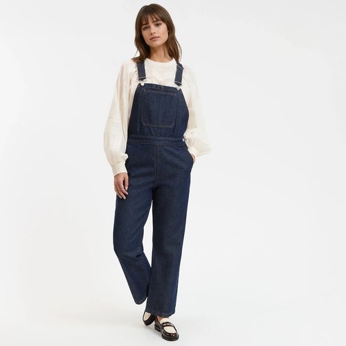 Salopette En Jean Blanc Pour Fille Préadolescente, Style Collégial