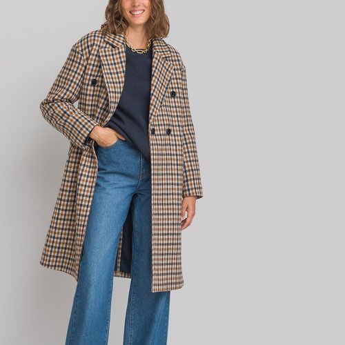 Manteau pardessus a carreaux carreaux beige La Redoute Collections La Redoute