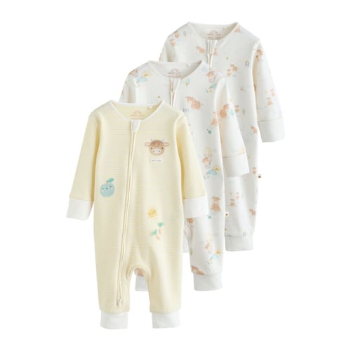 NEXT Lot De 4 Dors-bien Bébé Zip Double Sens – Pyjama 3 Mois Crème, Confort Et Pratique Pour Nouveau-né