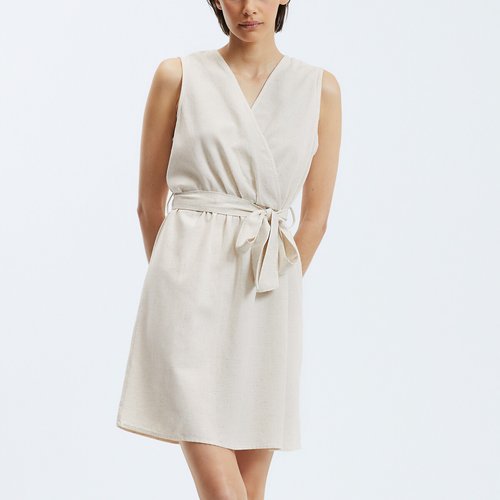 Sleeveless tie waist dress light taupe Vila La Redoute