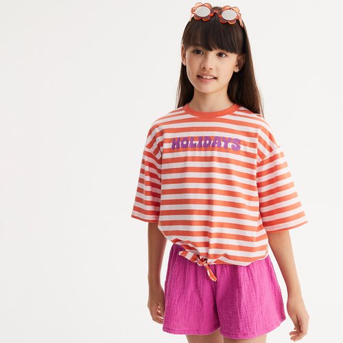 NATALIA-SS-BLOUSE-KIDS - MULTI ORANGE PINK STRIPE