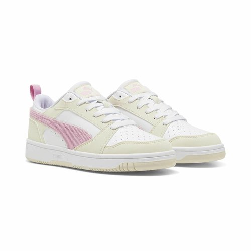 Kids rebound v6 lo cord trainers white beige pink Puma La Redoute