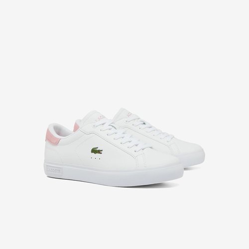 Powercourt low top trainers in leather white pink Lacoste La Redoute
