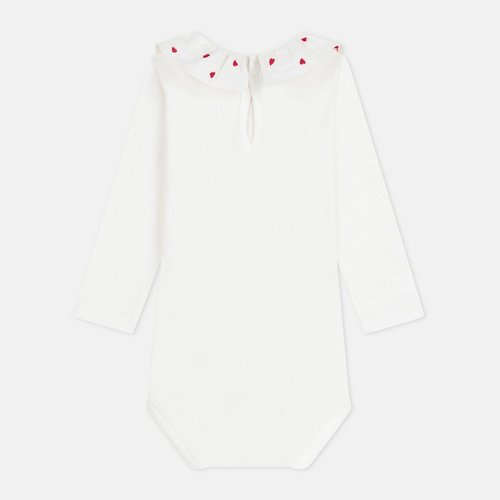 Petit Bateau Body Bimbo Maniche Lunghe Con Colletto E Bottoncini Bianco Tutine Lunghe 19240