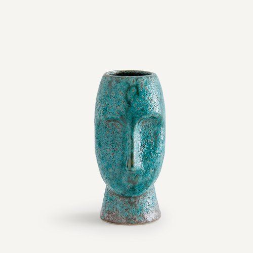 Cache-pot boule en céramique émaillée blanche Arabesques .13,5 x Ht.9.5 cm