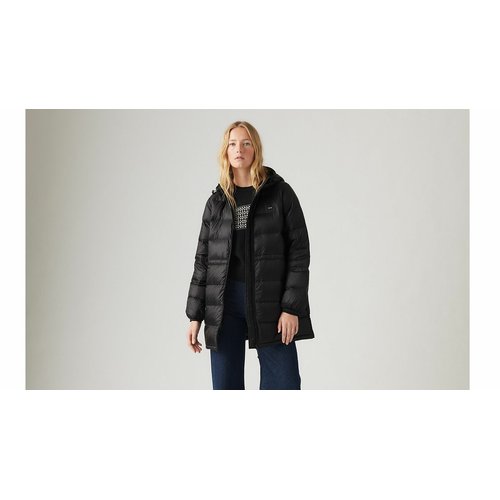 Doudoune longue a capuche noir Levi s La Redoute