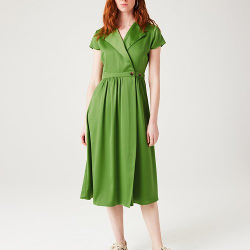 Robe portefeuille en satin vert Promod La Redoute