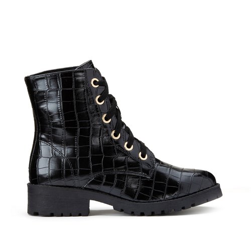 Black faux croc ankle boot clearance