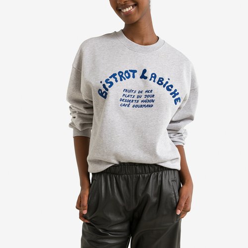 Sweat col rond en coton ledru bistrot menu gris clair Maison Labiche La Redoute