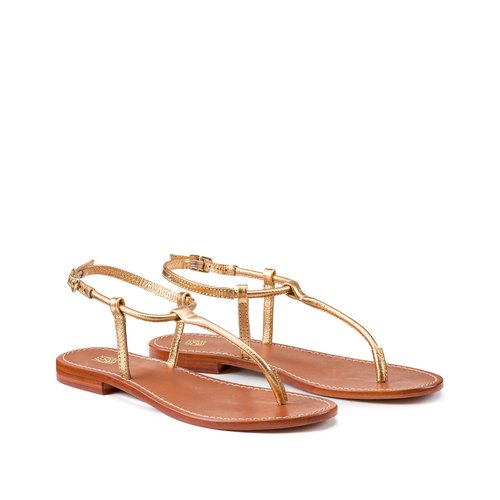 Sandales entre doigt cuir dore La Redoute Collections La Redoute