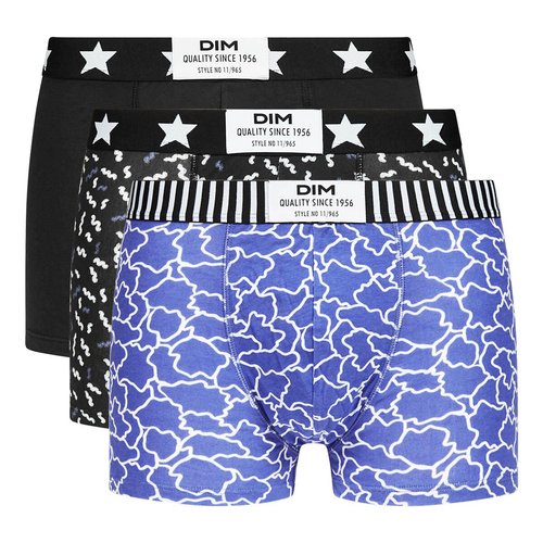DIM Boxer Uomo In Cotone Elasticizzato – Confezione Da 3, Multicolore, Taglia L, Stampe Moderne
