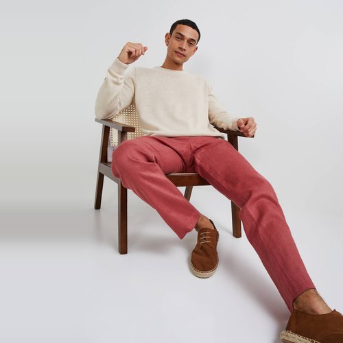 Pantalon boutonne en lin