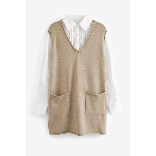 Robe chasuble a double epaisseur marron naturel Next La Redoute