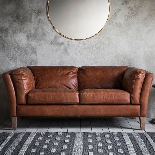 Nadiad vintage leather 2 seater sofa with solid wood legs brown So home La Redoute