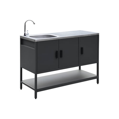 Meuble De Cuisine Extérieure En Acier L80cm Avec 1 Tiroir. 1 Porte Et 2 Etageres De Rangement Sweeek 6859061139e28b3ff9ef9a06