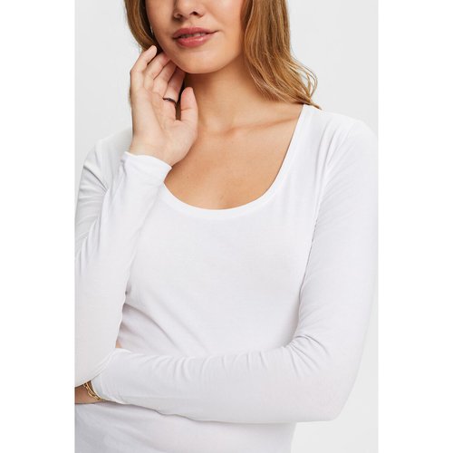 T shirt met ronde hals en lange mouwen wit Esprit La Redoute