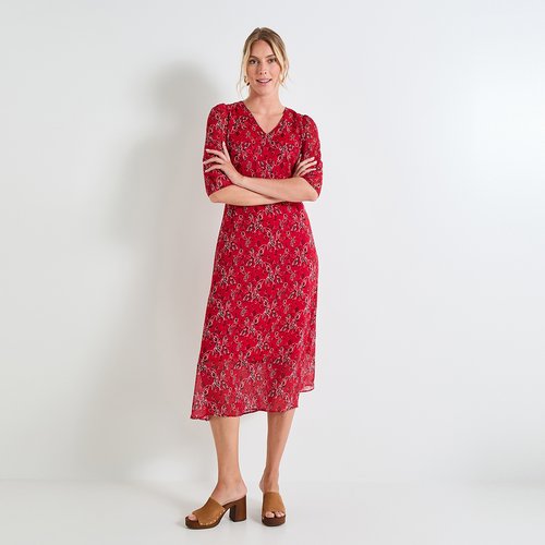 Robe manches 3 4 orange rouge Grain De Malice La Redoute