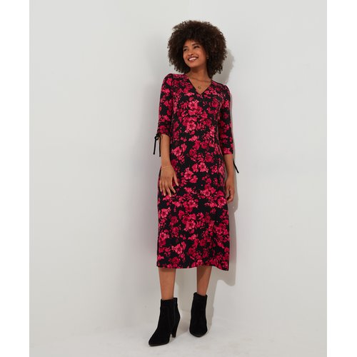 Petite robe cache coeur florale fronces a nouer rose Joe Browns La Redoute