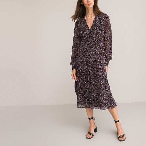 Robe encolure v imprime floral longueur midi imprime floral La Redoute Collections La Redoute