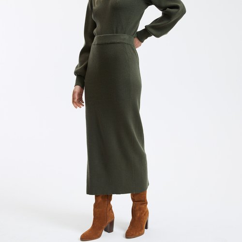 Jupe tube longue en maille tricot La Redoute Collections La Redoute