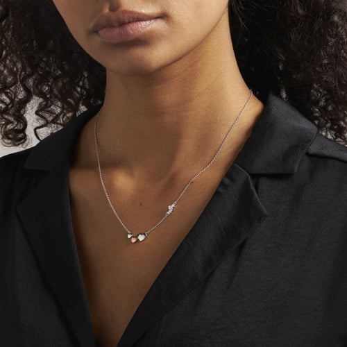 Collier Argent 925 Cleor Avec Perles D'eau Naturelles Grises - Breloque Pendentif, Comme Neuf