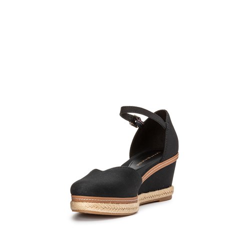 Basic wedge sandals in canvas leather black Tommy Hilfiger La Redoute