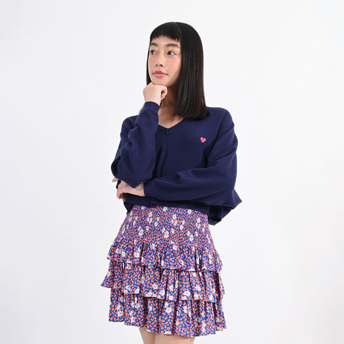 Jupe Fleurie Avec Volant - Taille 46 - Viscose - Marque 123 - Fabriquée En France - Neuve