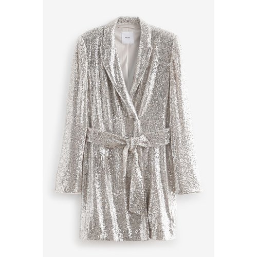 Robe blazer a sequins manches longues argent Next La Redoute