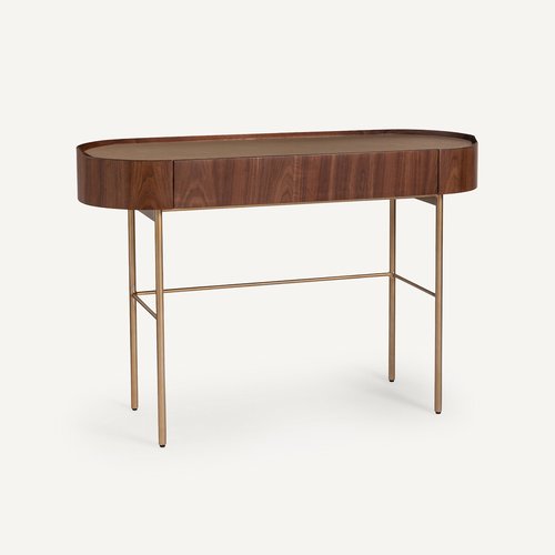 Aslen walnut and leather console table desk walnut Am.Pm La Redoute