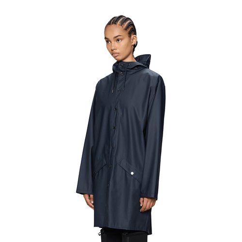RAINS Long Jacket – Giacca Impermeabile Lunga Unisex, Tessuto Poliuretano, Tasche Con Patta, Polsini Regolabili, Colore Nero - 4