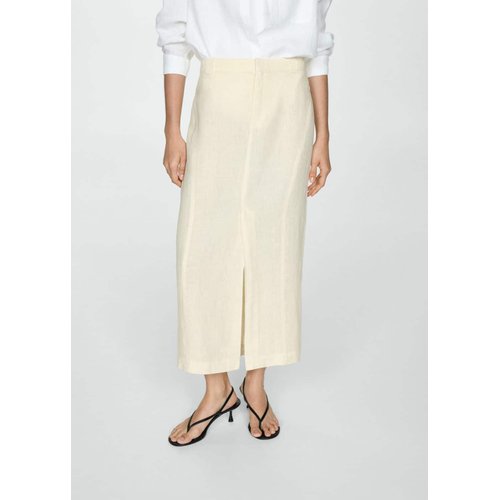 Jupe lin fendue jaune pastel Mango La Redoute