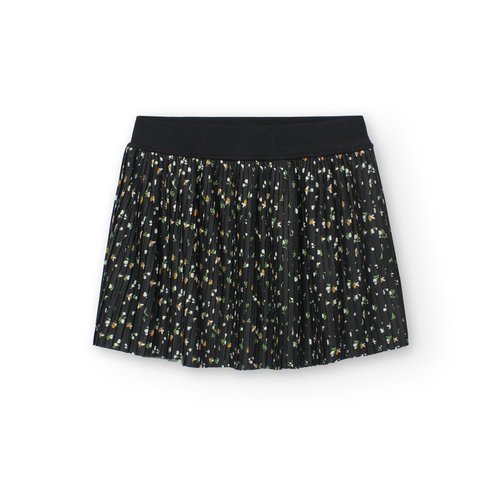 Jupe courte plissee imprime fleuri gris Boboli La Redoute
