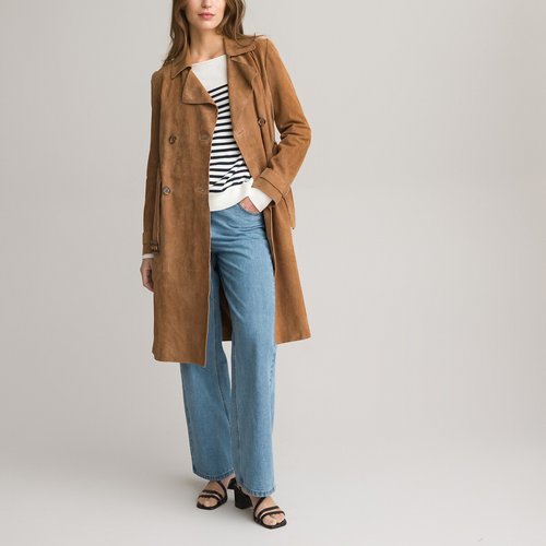 Camel suede coat sales