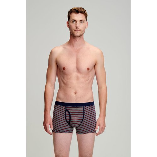 Boxer raye ouvert en coton leger bio marine deep gris chine b Armor Lux La Redoute
