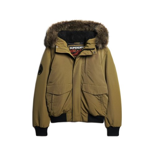 Everest padded bomber jacket with faux fur trim hood khaki Superdry La Redoute