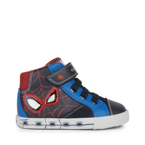 Kids high top trainers in leather navy blue Geox La Redoute