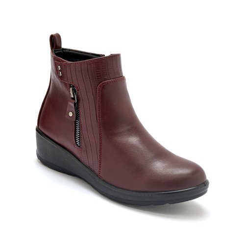 Boots compensees fourrees 2 zips bordeaux Pediconfort La Redoute