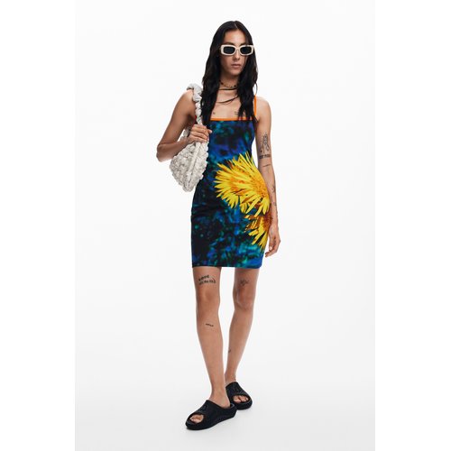 Robe midi tournesols bleu Desigual La Redoute