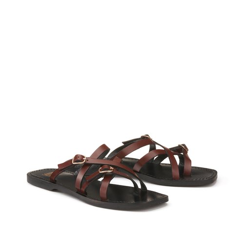Mens thin strap leather flip flops top