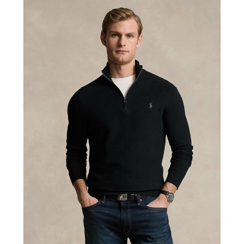 Cotton half zip jumper plain black Polo Ralph Lauren La Redoute