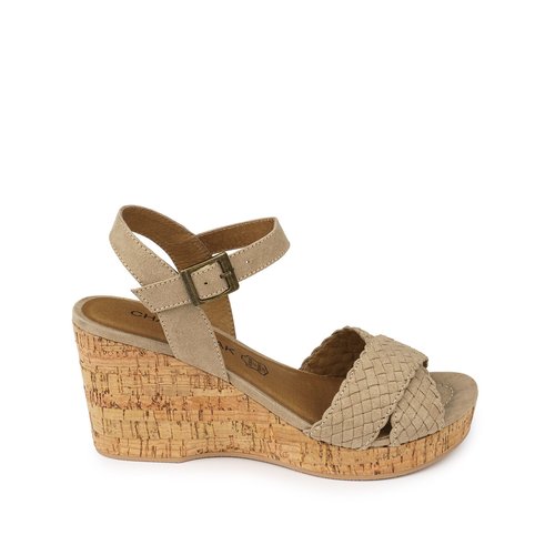 Sandales compensees cordo semelle liege Chattawak taupe La Redoute